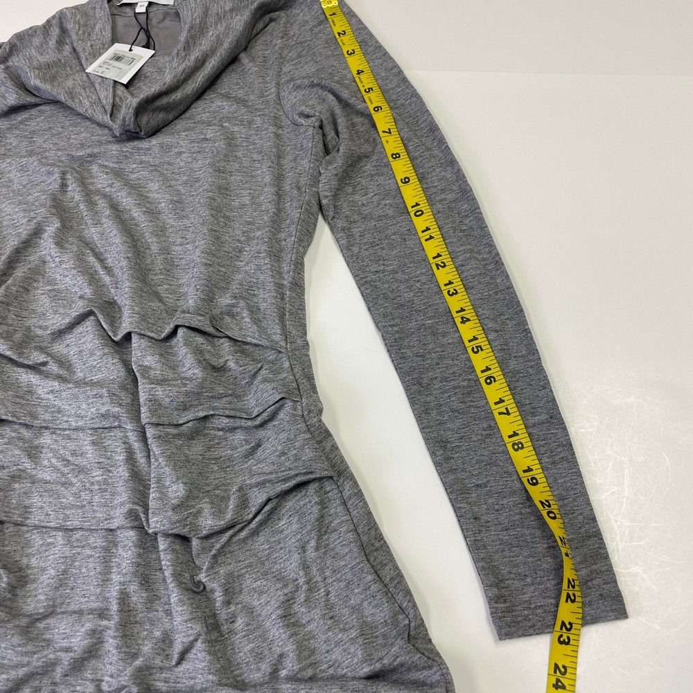 NEW Reiss Sara Ruched Bodycon Dress XS Grey Cowl Neck Wool Blend BusinessCasual - Picture 15 of 16